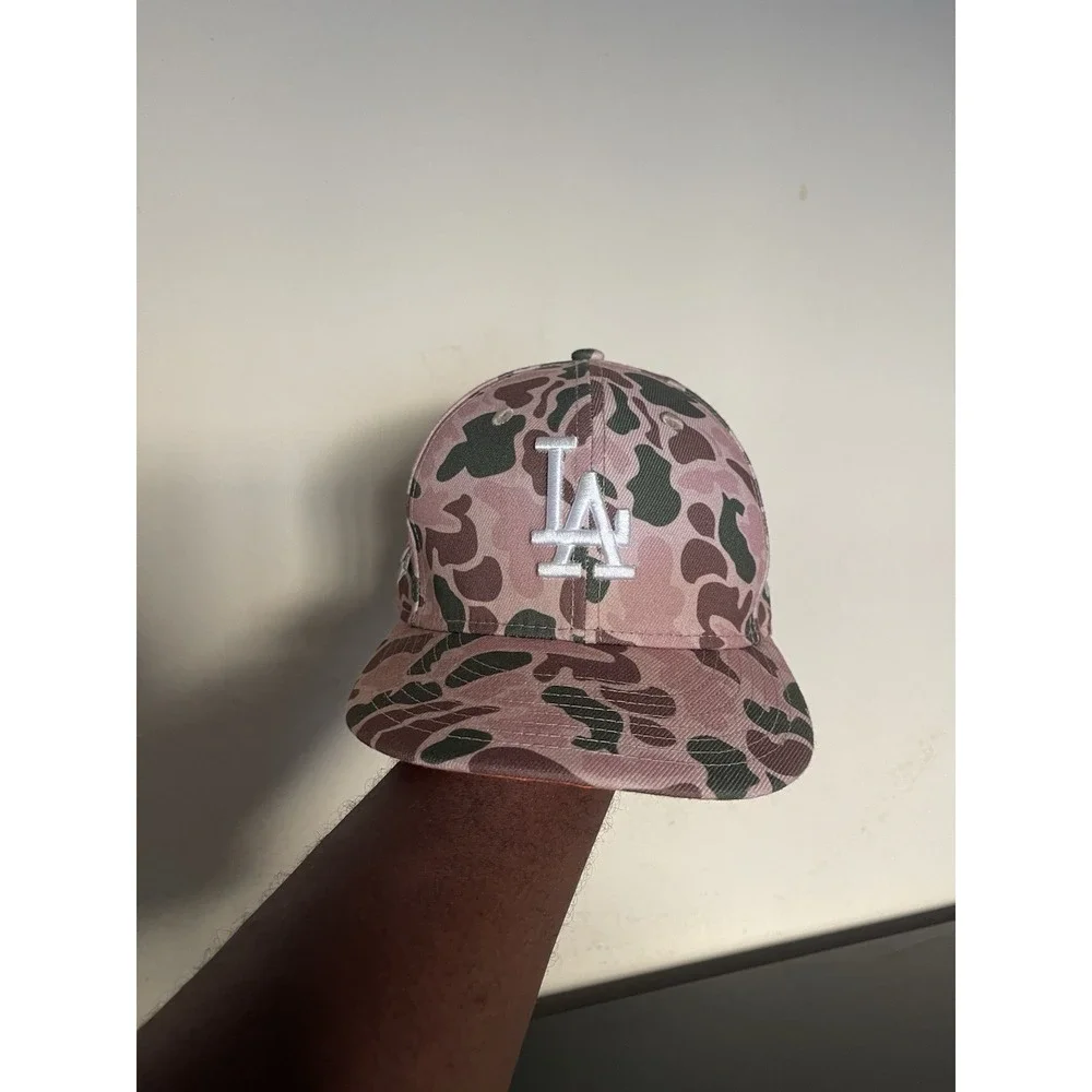 New Era Los Angeles Dodgers Duck Camo Hat Cap 59Fifty Brown Tan 1988 Size 7